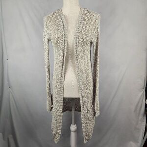 Arizona Jeans Womens Cardigan Extra Long Sweater Sz Small Brown Loose Knit